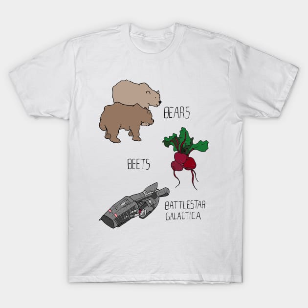 The US Office - Bears, Beets, Battlestar Galactica T-Shirt by JennyGreneIllustration